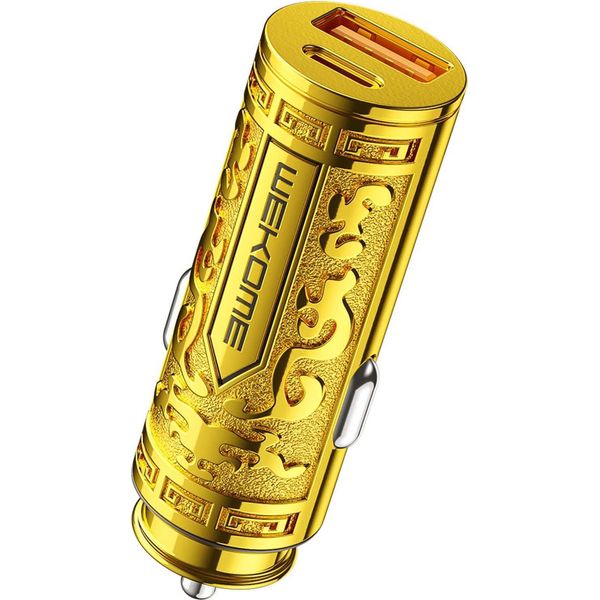 Wekome WP-C37 Serie Sakin - Caricabatterie Da Auto Pd 20W A Ricarica Rapida USB-C E USB-A (Oro)-image