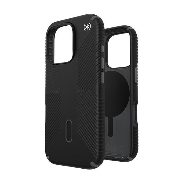 Speck Presidio2 Grip Clicklock & Magsafe - Custodia Per Iphone 16 Pro (Nero / Grigio Ardesia / Bianco)-image