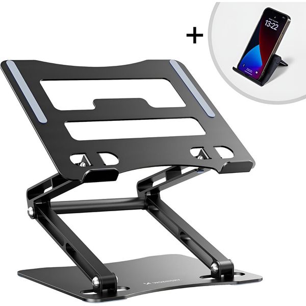 Supporto Per Laptop E Tablet Wozinsky Wrs-Cpy75Dsb In Alluminio + Gratis! Supporto Per Smartphone - Nero-image
