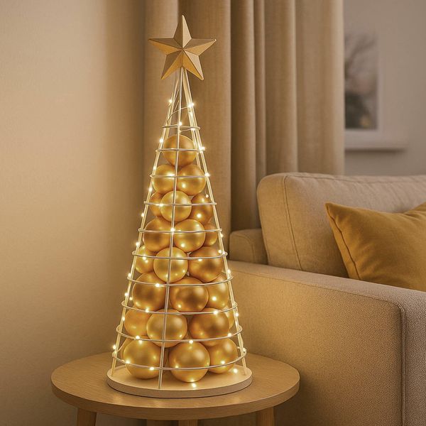 Albero Decorativo HWC-O91, Albero Di Natale Ornamentale Albero Di Natale Decorazione Albero Di Natale Per Decorare, Metallo 90Cm ~ Bianco-image