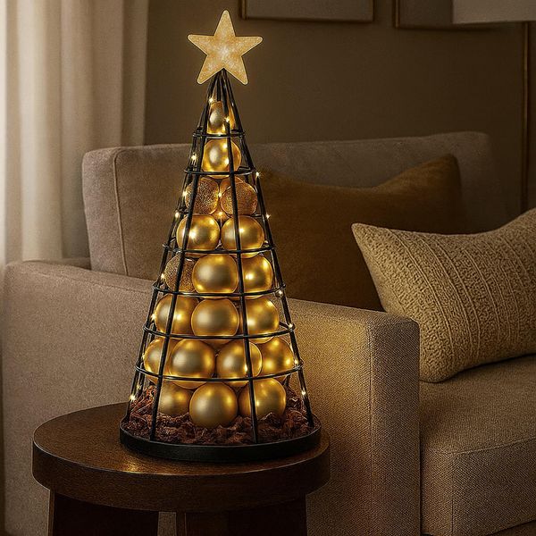 Albero Decorativo HWC-O91, Albero Di Natale Ornamentale Albero Di Natale Decorazione Albero Di Natale Da Decorare, Metallo 60Cm ~ Nero-image