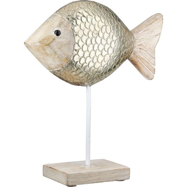 Gilde Standrelief, Fisch, "Beach"", Mangoholz, Naturfarben, Ve 3, L. 7 Cm, B. 21 Cm, H. 25 Cm 59154"-image