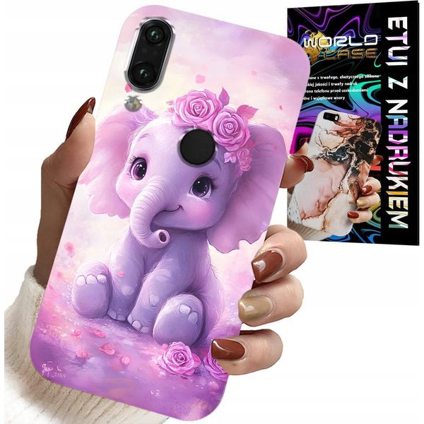 Custodia Per Xiaomi Note 7 - Elefante Carino Su Sfondo Rosa Custodia +Folio-image