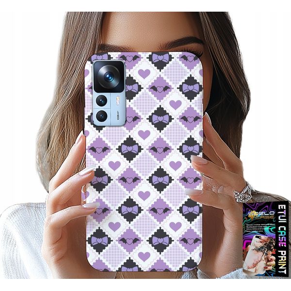 Custodia Xiaomi 12T / 12T Pro - Modne Serca Kokardki Kokarda + SzkłO-image