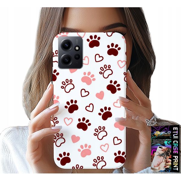 Custodia Per Xiaomi Note 12 4G - Zampe Di Cane Su Sfondo Bianco, Cane, Gatto, Orsacchiotto-image