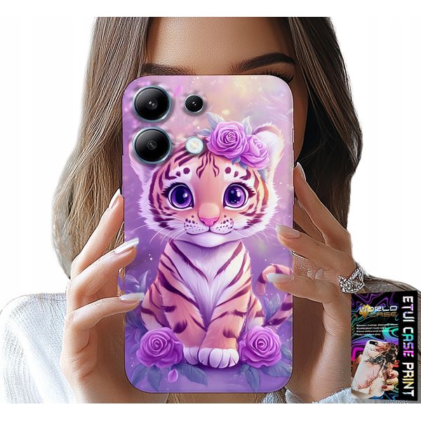 Custodia Per Xiaomi Note 13 Pro 4G - Simpatica Tigre Su Sfondo Rosa + Vetro-image