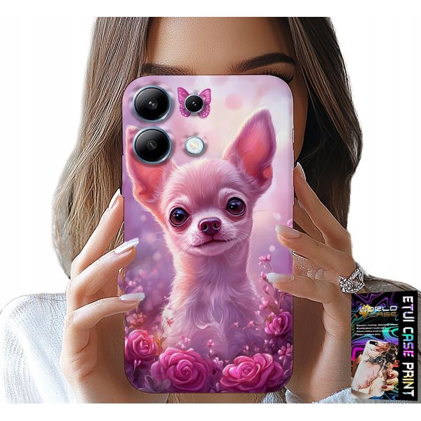 Custodia Per Xiaomi Note 13 Pro 5G - Chihuahua Carino Su Sfondo Rosa Con Fiori-image
