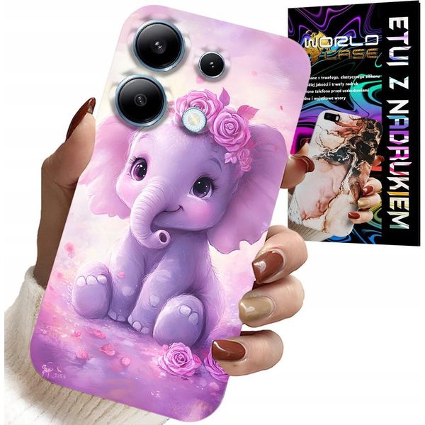 Custodia Per Xiaomi Note 13 Pro 5G - Elefante Carino Su Sfondo Rosa Custodia +Folio-image