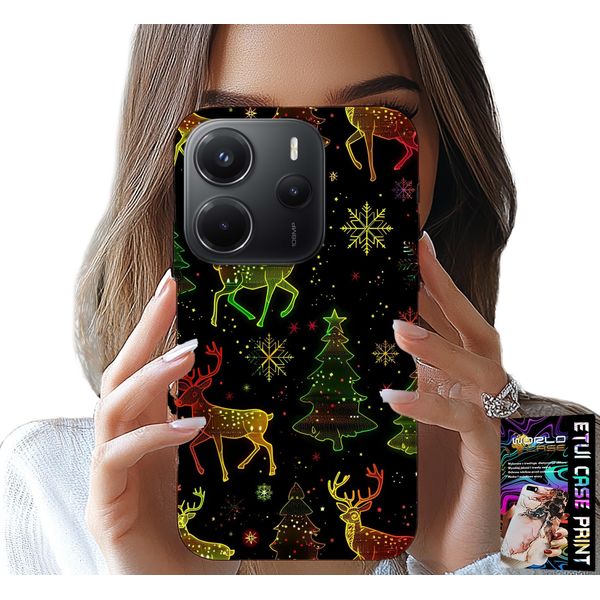 Custodia Per Xiaomi Note 14 4G - Renna, Fiocco Di Neve, Albero Di Natale + Vetro-image