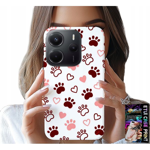Custodia Per Xiaomi Note 14 4G - Zampe Di Cane Su Sfondo Bianco, Cane, Gatto, Orsacchiotto-image
