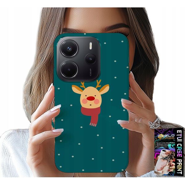 Custodia Per Xiaomi Note 14 4G - Renna Su Sfondo Verde Motivi Natalizi-image
