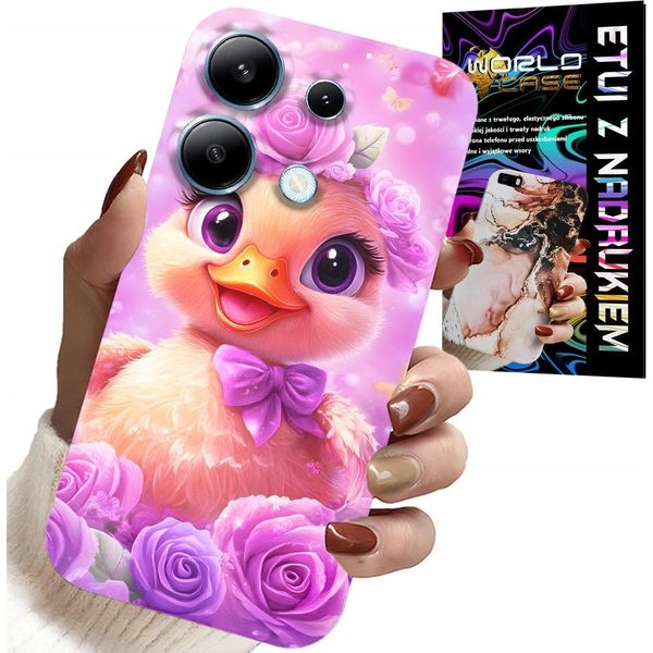 Custodia Per Xiaomi Note 14S - Anatra Dolce, Anatra Su Sfondo Rosa-image