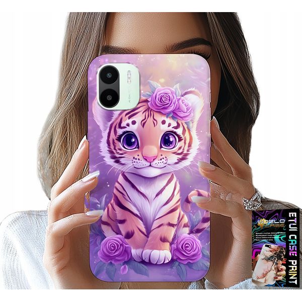 Custodia Per Xiaomi Redmi A2 - Tigre Carina Su Sfondo Rosa + Foil-image