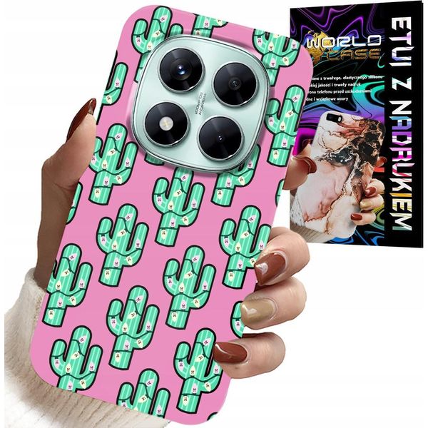 Custodia Per Xiaomi Note 14 Pro+ 5G - Cactus, Cactus Su Sfondo Rosa + Foil-image