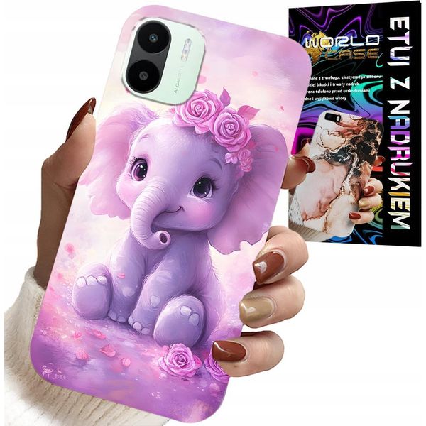 Custodia Per Xiaomi Redmi A1 - Dolce Elefante Su Sfondo Rosa Custodia + Pellicola Protettiva-image