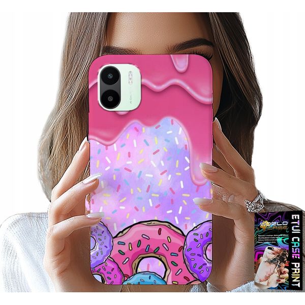 Custodia Per Xiaomi Redmi A2 - Ciambelle Dolci Con Glassa Sullo Sfondo + Foil-image