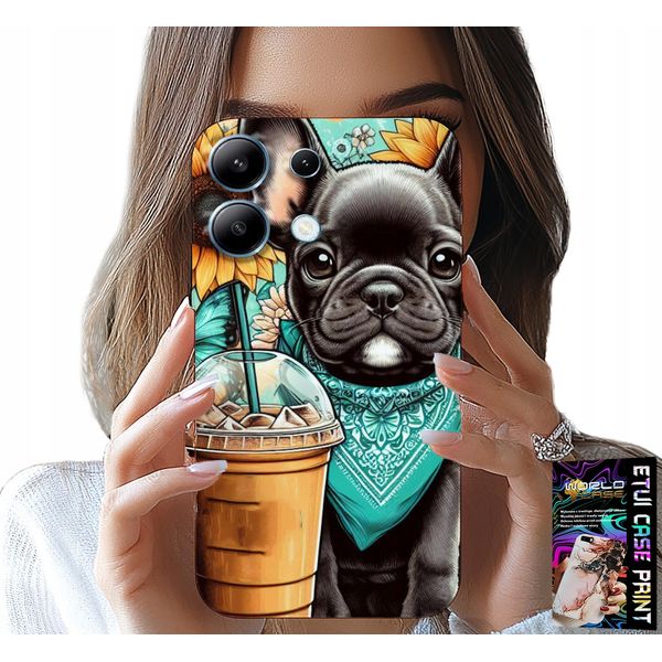 Custodia Per Xiaomi Note 14S - Bulldog Coffi Love, Girasoli, Psi Case-image
