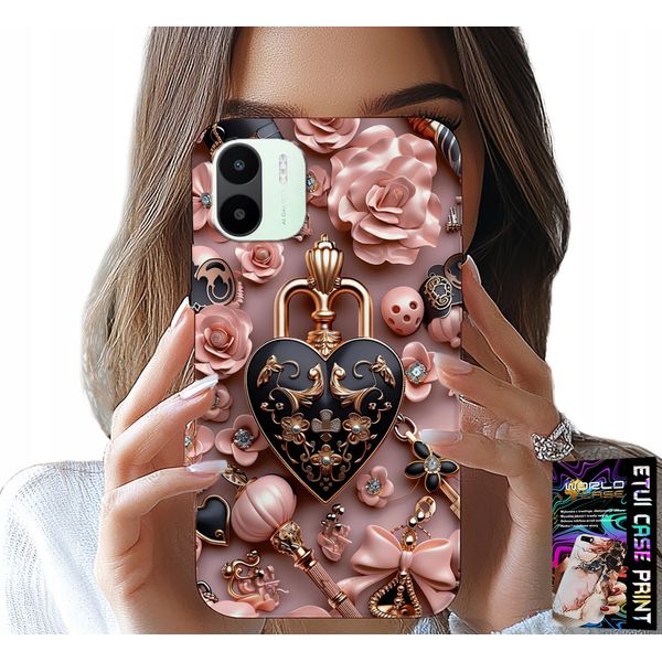 Custodia Per Xiaomi Redmi A2 - Modelli Femminili Custodia A Cuore Con Lucchetto + Lamina-image