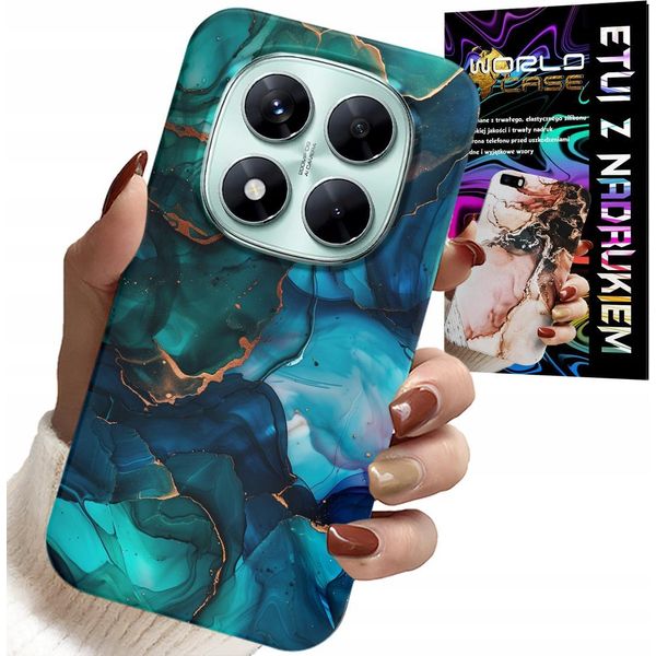 Custodia Per Xiaomi Note 14 Pro+ 5G - Zaino Con Motivi Di Marmo Verde Blu-image