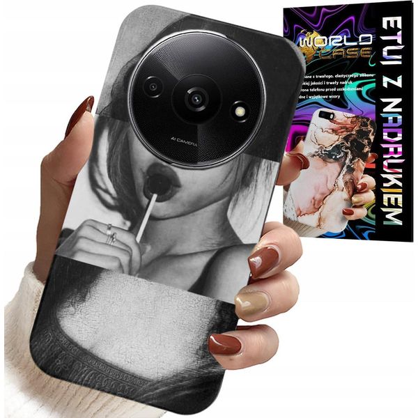 Custodia Per Xiaomi Redmi A3 - Monna Lisa Con Lollipop Custodia Con Motivi Alla Moda-image