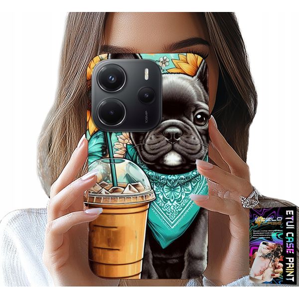 Custodia Per Xiaomi Note 14 4G - Bulldog Coffi Love, Girasoli, Psi Case-image