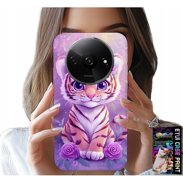 Custodia Per Xiaomi Redmi A3 - Simpatica Tigre Su Sfondo Rosa + Vetro-image