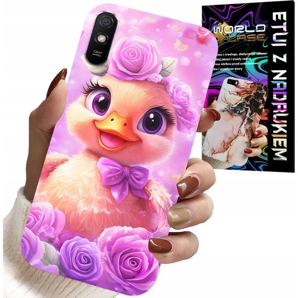 Custodia Per Xiaomi Redmi 9A - Anatra Carina, Anatra Su Sfondo Rosa-image
