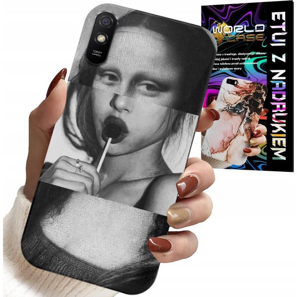 Custodia Per Xiaomi Redmi 9A - Monna Lisa Con Lollipop Alla Moda-image