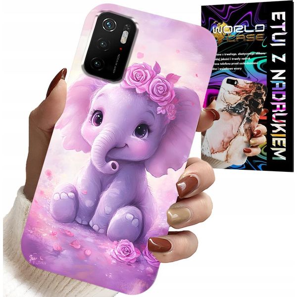 Custodia Per Xiaomi Poco M3 Pro 5G - Elefante Carino Su Sfondo Rosa Custodia +Folio-image