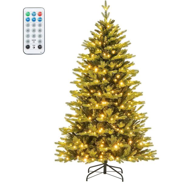 Costway Albero Di Natale Artificiale Da 180 Cm Con Luci, Albero Di Natale Illuminato Con Led Multicolore E Bianco Caldo, 11 Modalità Di Illuminazione, Albero Di Natale Artificiale, Per Casa Ufficio Festa-image