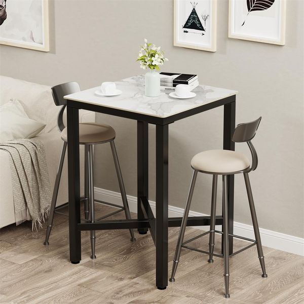 Wisfor Tavolo Da Bar Tavolo Da Cucina, Tavolo Da Pranzo In Marmo, Tavolo Da Bar Per Sala Da Pranzo, Cucina, Sala Feste, Con Struttura In Metallo, 70X70X105Cm, Giada Lucida-image