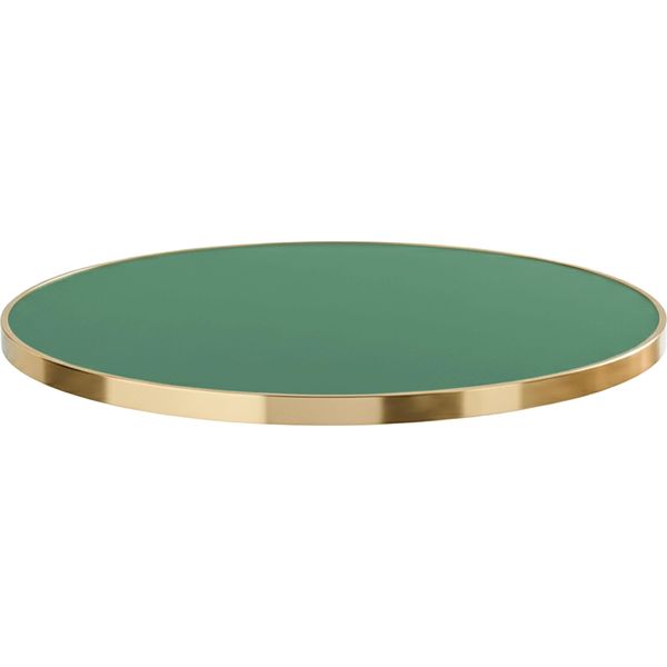 Piano Rotondo Bianco Con Bordo Dorato, 60 Cm, Verde/Oro Opaco - Oviala Montmartre-image