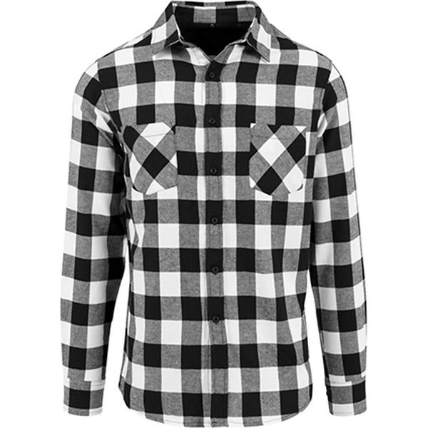 Build Your Brand BY031 | Camicia Di Flanella A Quadri - Camicia Da Boscaiolo - Colore: Nero/Bianco - Taglia: L-image