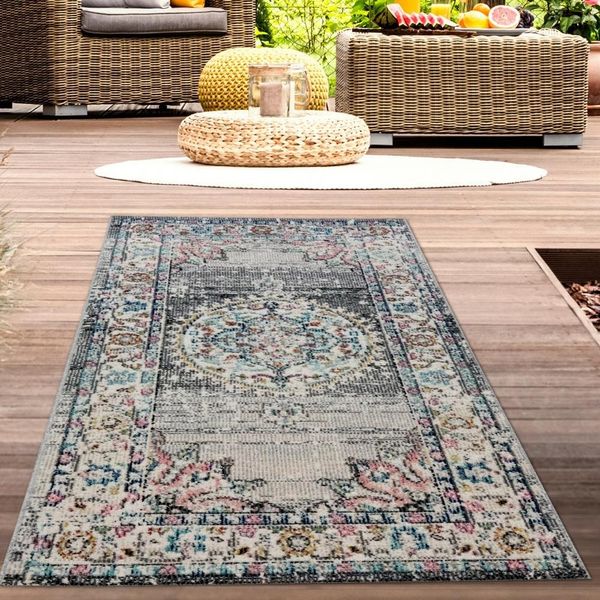 Tappeto Orientale Per Esterni Tappeto Da Salotto Ornamentale In Grigio Dimensioni - 60 X 110 Cm-image