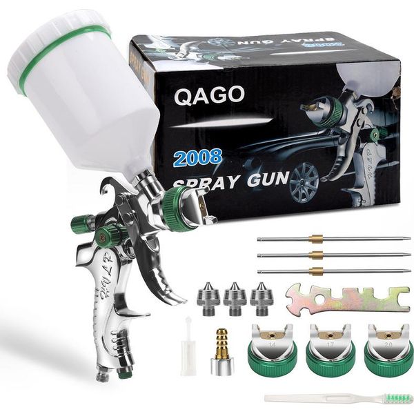 Jopassy Hvlp Pistola A Spruzzo Professionale 3 Ugelli 1,4 Mm 1,7 Mm, 2 Mm Pistola Primer Spotrepair 140L/Min 0.35Mpa Bottiglia Spray 600Ml Per Auto Vernice Spotrepair-image