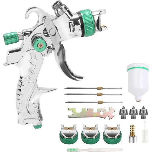 Tolletour Hvlp Pistola A Spruzzo Per Vernice 3 Ugelli 1,4 Mm 1,7 Mm, 2 Mm 140L/Min 0,35Mpa Aria Compressa-image