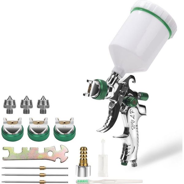 Set Di Pistole A Spruzzo Hvlp Tolletour 3 Ugelli 1,4 Mm 1,7 Mm, 2 Mm Flacone Spray 600 Ml Spotrepair Aria Compressa-image