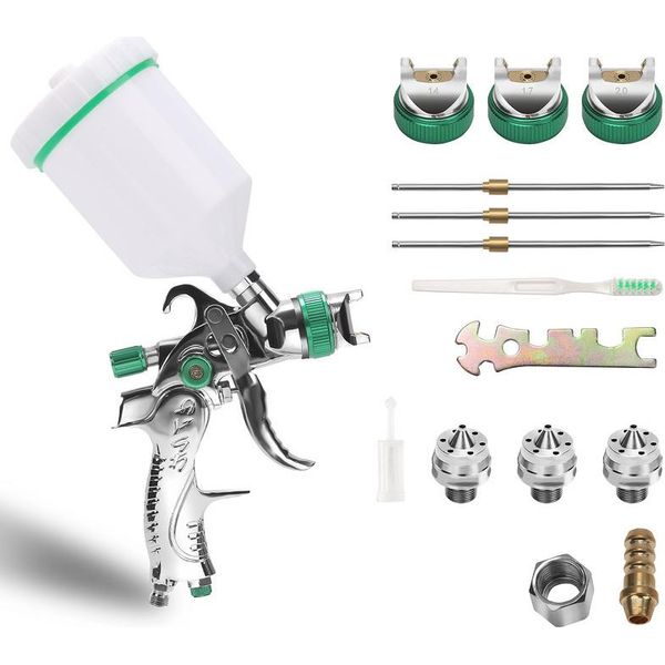 Yakimz Hvlp Pistola A Spruzzo Per Verniciatura 100 Ml/Min Su Auto, Navi E Mobili 600Ml Pistola A Spruzzo Professionale 3 Pezzi-image