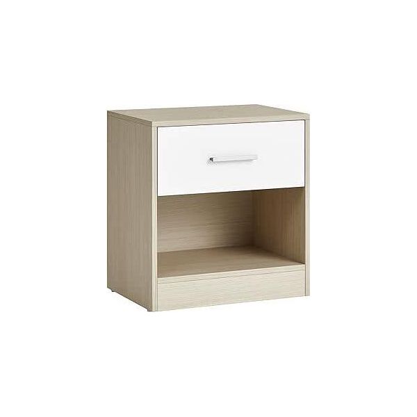 Vasagle Comodino, Tavolino, Con Cassetto, Maniglia, Vano A Giorno, Tavolino, Per Camera Da Letto, Soggiorno, Beige Naturale-Bianco Classico-image