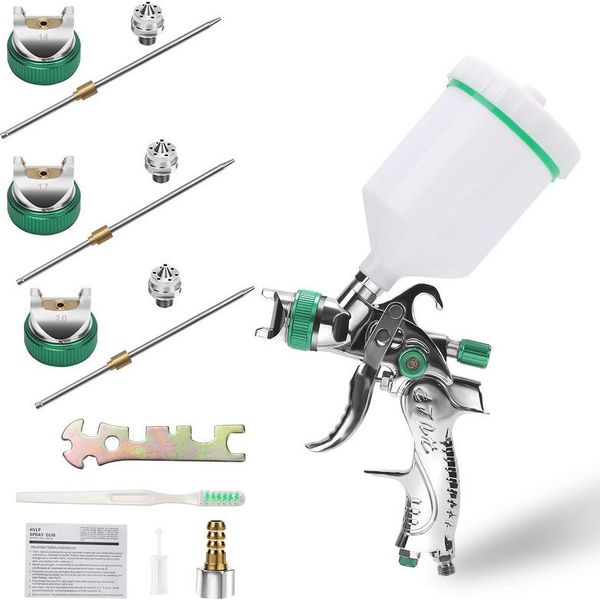 Tolletour Pistola A Spruzzo Hvlp 0,35Mpa 100 Ml/Min 600Ml Pistola A Spruzzo Professionale Per Auto, Navi E Mobili 1 Pezzo-image