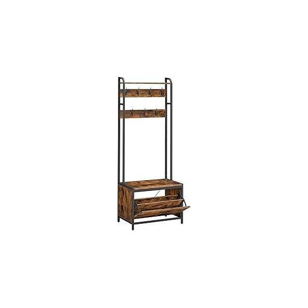 Vasagle Appendiabiti Con Scarpiera, Appendiabiti Con Panca, Appendiabiti, Scarpiera, 7 Ganci, Ripiano Superiore, Per Corridoio, Camera Da Letto-image