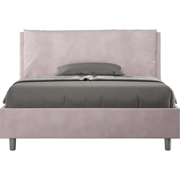 Ityhome - Letto Matrimoniale Francese Senza Rete Imbottito 140X190 Microfibra Glicine Antea Large-image