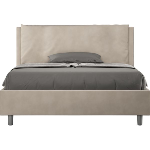 Ityhome - Letto Matrimoniale Francese Senza Rete Imbottito 140X210 Microfibra Sabbia Antea Large-image