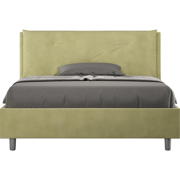 Ityhome - Letto Matrimoniale Francese Con Rete Imbottito 140X200 Microfibra Tè Verde Appia Large-image