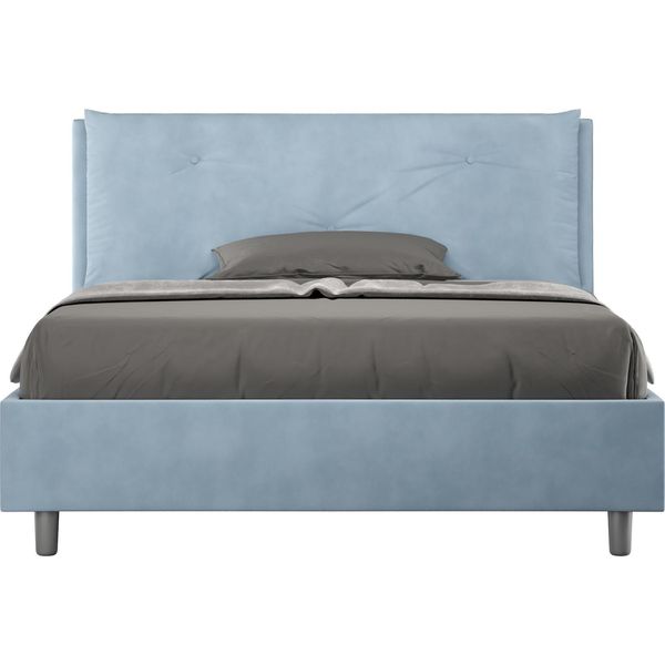 Ityhome - Letto Matrimoniale Francese Contenitore Imbottito 140X190 Microfibra Azzurro Appia Large-image