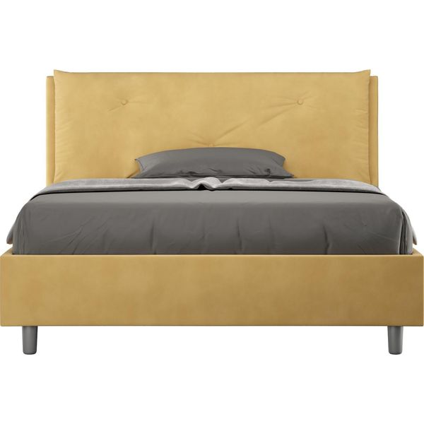 Ityhome - Letto Matrimoniale Francese Senza Rete Imbottito 140X190 Microfibra Ocra Appia Large-image