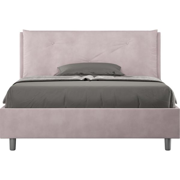 Ityhome - Letto Matrimoniale Francese Contenitore Imbottito 140X210 Microfibra Glicine Appia Large-image