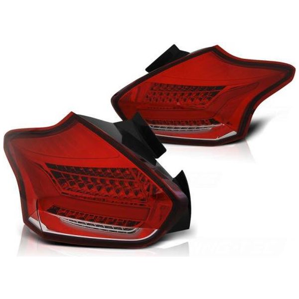 Luci Posteriori A Led Per Ford Focus MK3 15-18 Indicatori Di Direzione Dinamici Rosso/Cromo-image