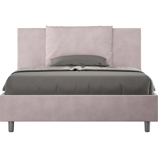 Ityhome - Letto Matrimoniale Francese Senza Rete Imbottito 140X190 Microfibra Glicine Antea-image