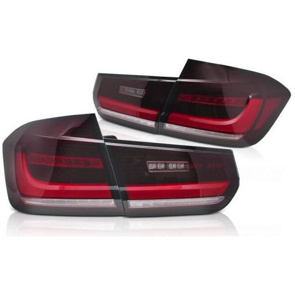Luci Posteriori Full Led Per Bmw F30 Berlina Anno 11-19 Indicatori Di Direzione Dinamici Rosso/Cromo-image